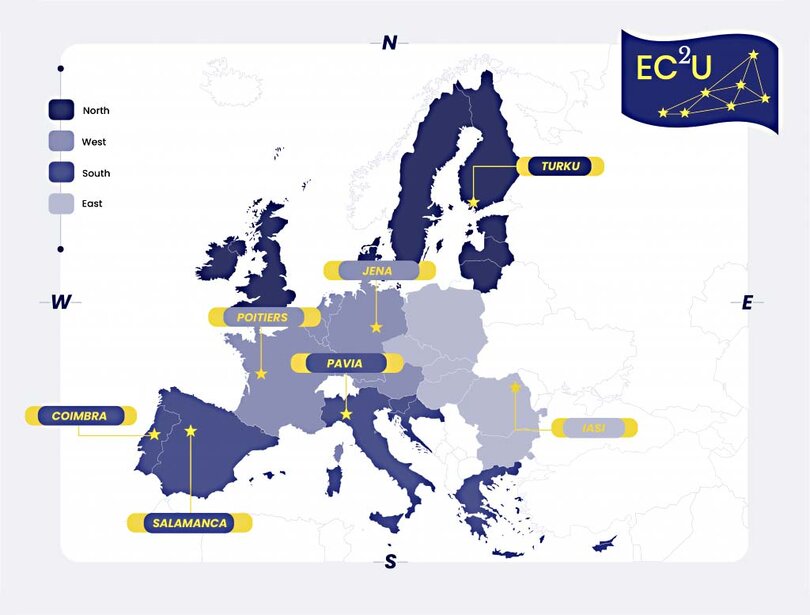 Europakarte zur  Veranschaulichung der Standorte der verschiedenen Kooperationspartner